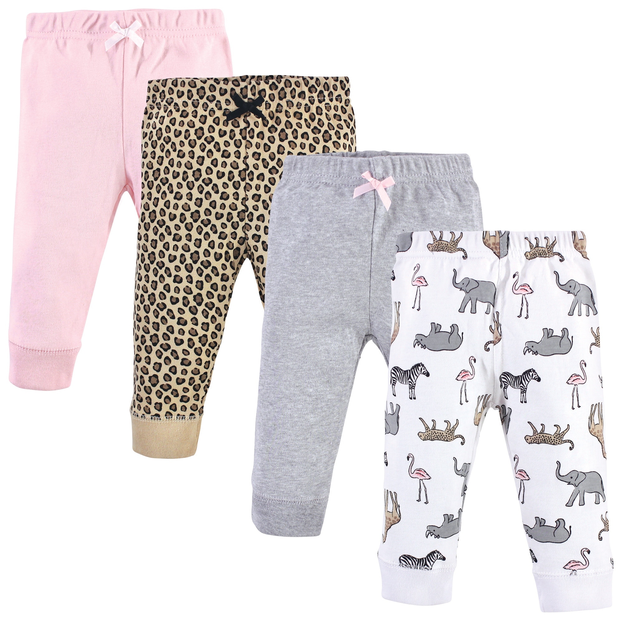Hudson Baby Toddler Girl Cotton Pants 4pk, Modern Pink Safari
