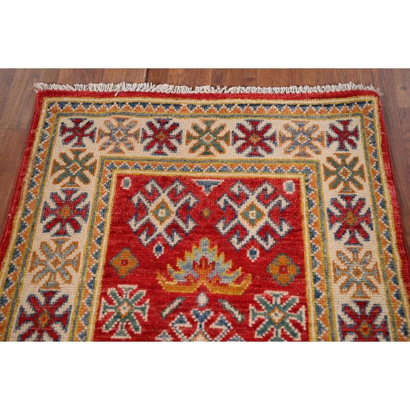 Red Kazak Oriental Accent Rug Hand-Knotted Wool Carpet - 2'0" x 3'1"