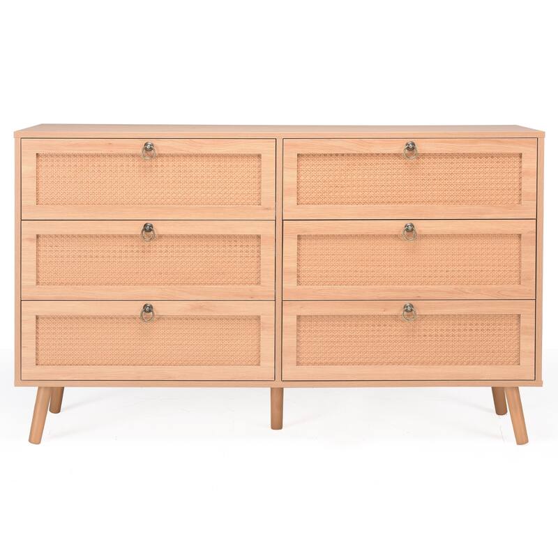Modern Dresser Drawer Chest, 6 Drawer Double Dresser for Bedroom, Chest of Dressers
