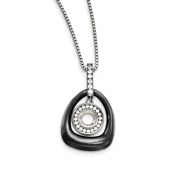 Chisel Polished Ceramic with Cubic Zirconia Titanium Pendant on Steel Necklace. Opens flyout.