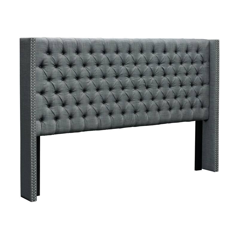 Madison Park Baldwin Upholstered Wingback Headboard with Button Tufting & Nailhead Trim