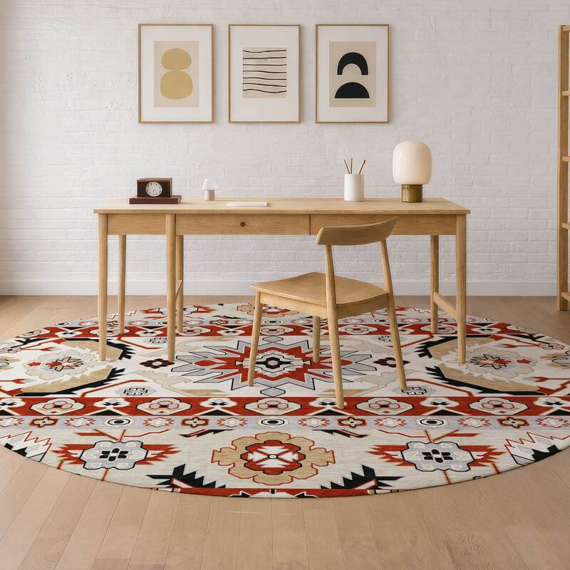 Machine Washable Indoor/ Outdoor Traditional Aspen Chantille Rug