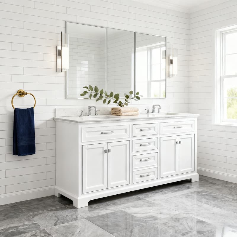 Nephelily 48" 60" 72" Vintage Uni-Vanity Bathroom Cabinet, Tall Drawer