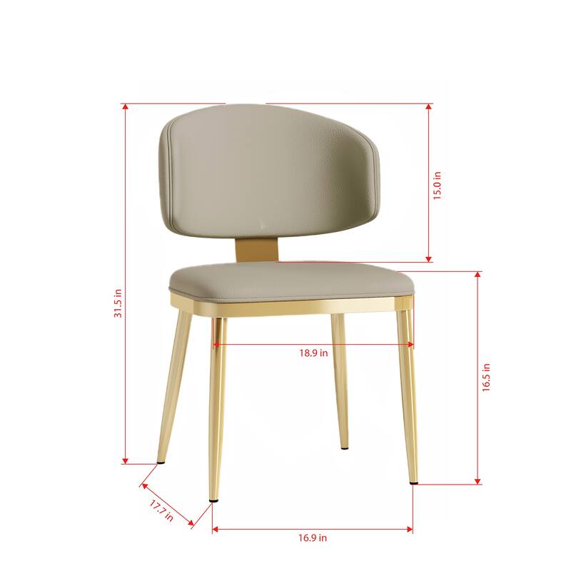 Dining Chairs Set of 2, Modern Design Home Chairs, PU Leather Metal Dining Chairs for Kitchen Dining Room-Grey
