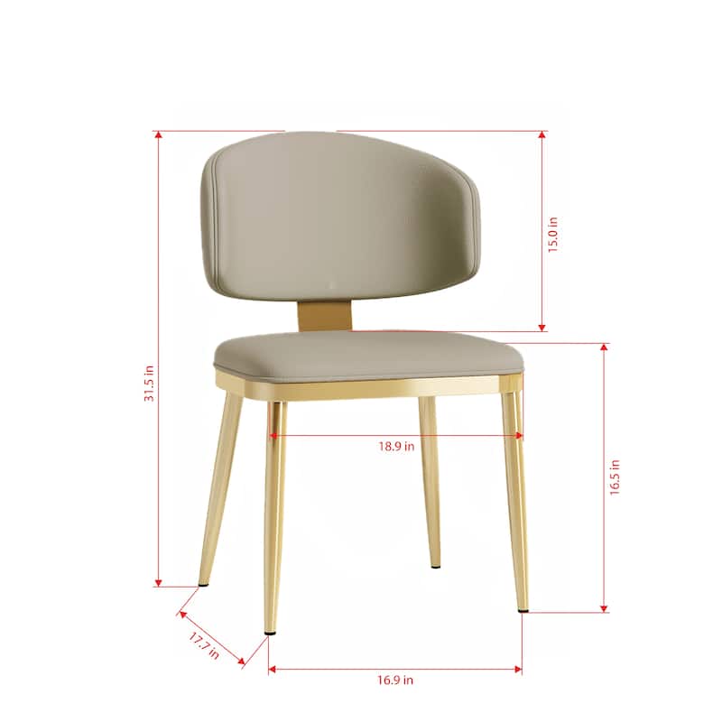 Set of 2 Modern Dining Chairs – Grey PU Leather Upholstery with Metal Frame, Contemporary Design for Kitchen or Dining Room‌
