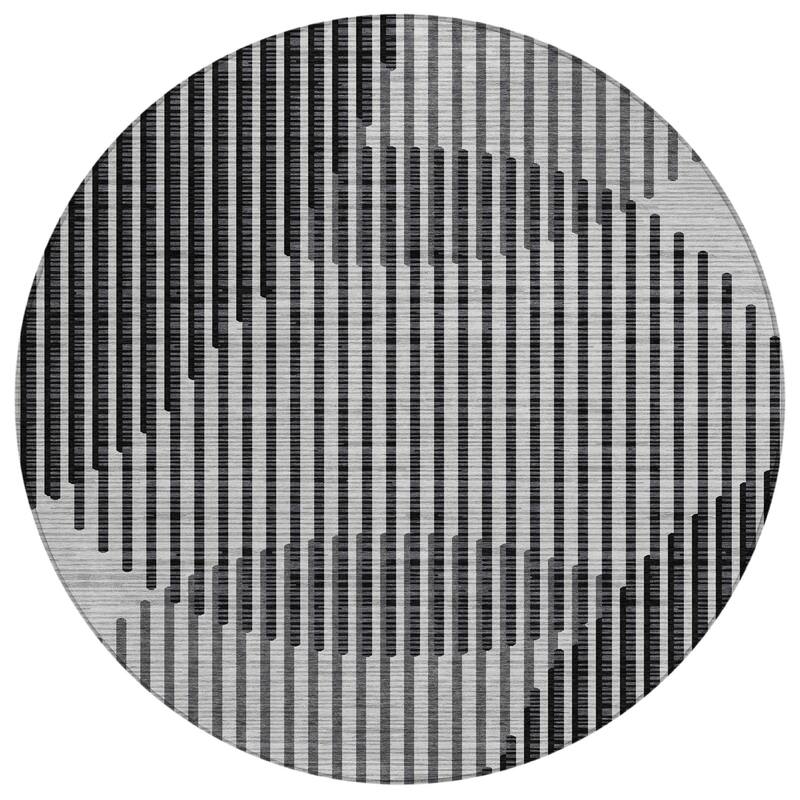 Machine Washable Indoor/ Outdoor Abstract Stripe Chantille Rug
