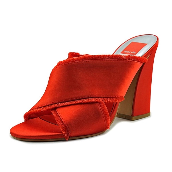Dolce Vita Henry Women Open Toe Canvas Orange Slides Sandal