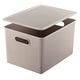 preview thumbnail 25 of 27, Superio Ribbed Storage Bin with Matching Lid - 15"W x 9"H x 11.5"D Taupe