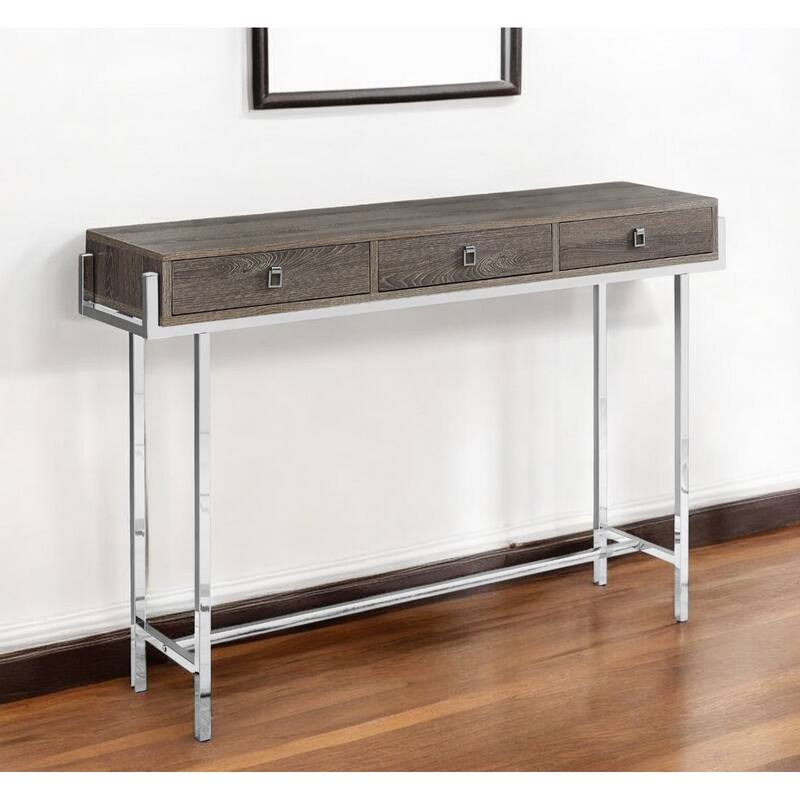Modern 48-Inch Console Table with Rectangular Top and Metal Frame 3 Drawers for Living Room Decor - 48”L x 12”W x 31.75”H