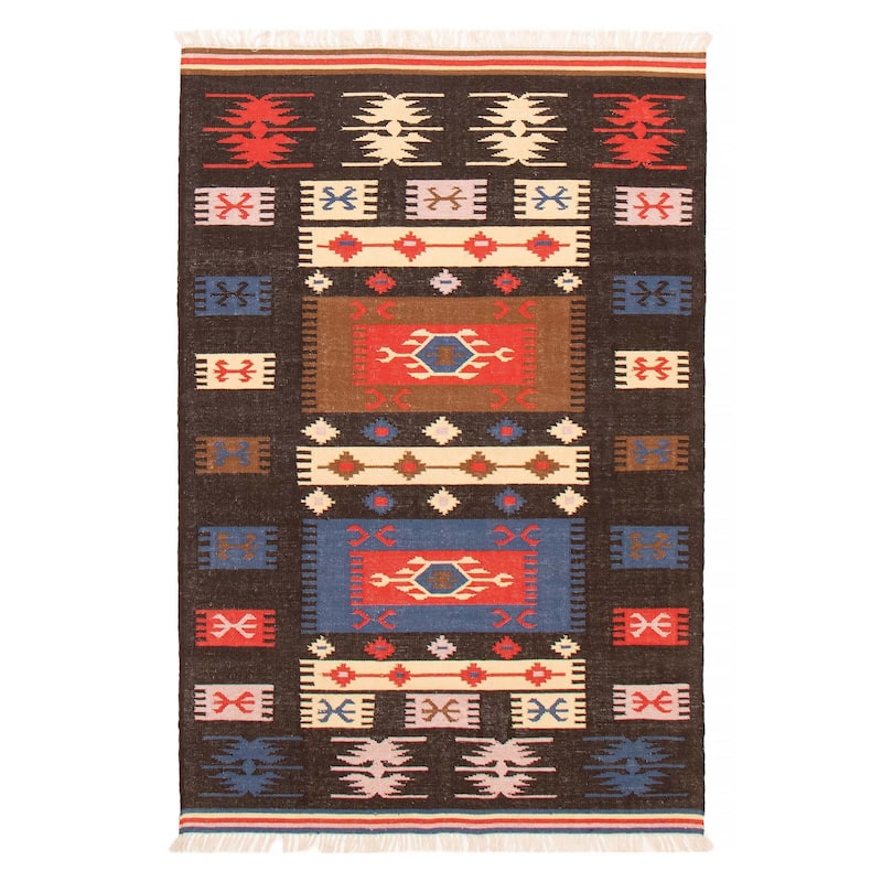 Ankara Brown Kilim 5'1" x 7'10" - 5'1 x 7'10 - Dark Brown - 5'1 x 7'10
