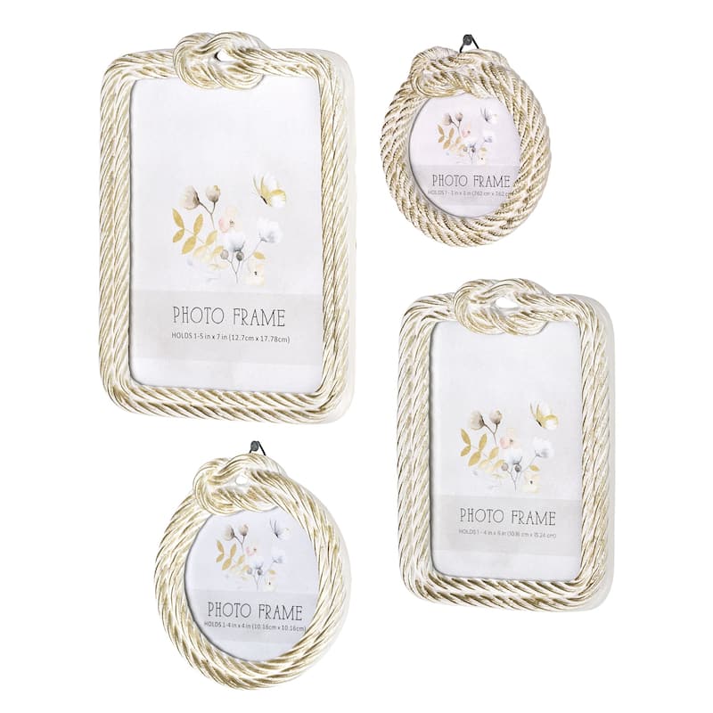 American Art Decor Anchors Away 4 Piece Frame Set - 3" x 3", 4" x 4", 4" x 6" - Beige