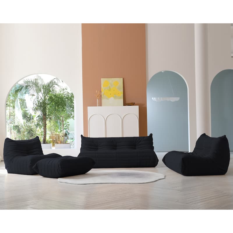 Lazy Floor Sofa Couches,Teddy Velvet Lounge Chair