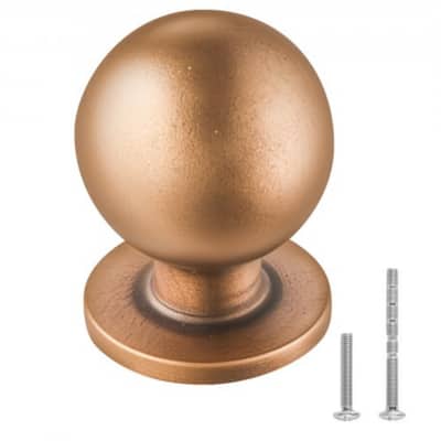 Antique Brass Round Cabinet Knobs 12 Pack Zinc Alloy Single Hole Drawer Pulls with Screws - 0.98 x 1.26 in