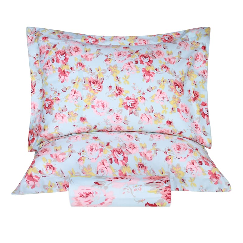 Superior Cotton Vintage Floral Duvet Cover Set with Pillow Shams