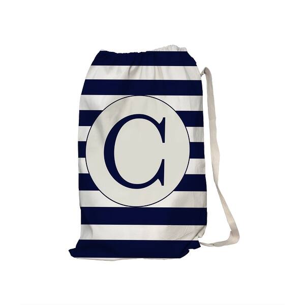 slide 2 of 3, MONO NAVY STRIPED C Laundry Bag By Kavka Designs - 28" x 36"