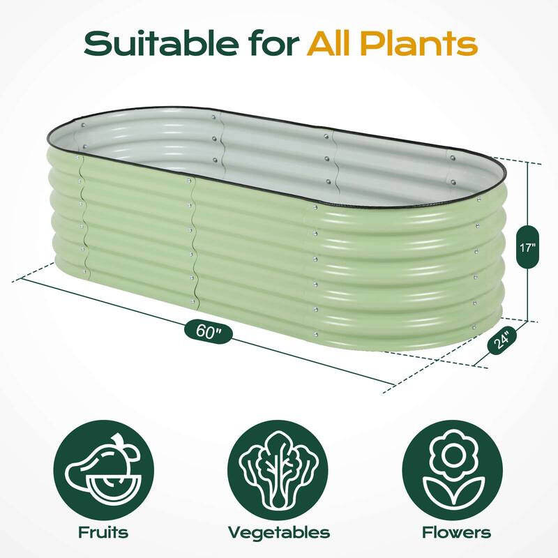 Aoodor 4 in 1 Modular Aluzinc Metal Raised Garden Bed - Outdoor Garden Planter Box for Vegetable, Flower, Herb - N/A