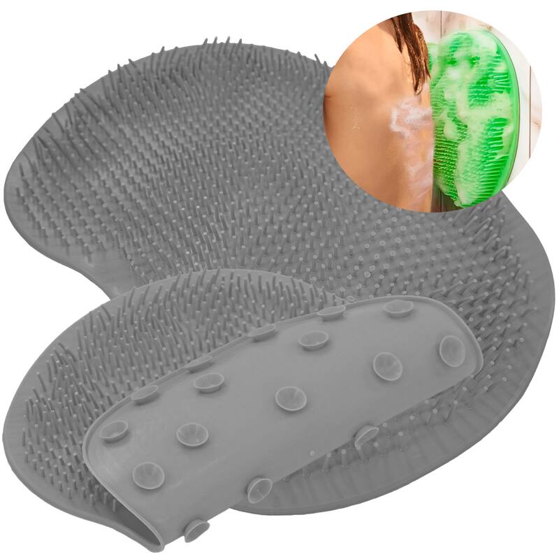 Shower Back Scrubber & Foot Cleaner 2pc - Silicone Bath Brush for Exfoliating Feet & Back, Non-Slip Massage Pad - regular