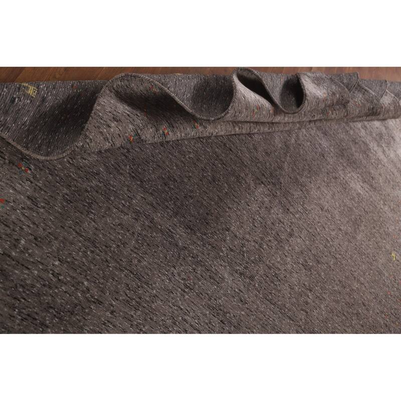 Striped Gabbeh Oriental Area Rug Hand-Knotted Wool Carpet - 7'10" x 9'9"