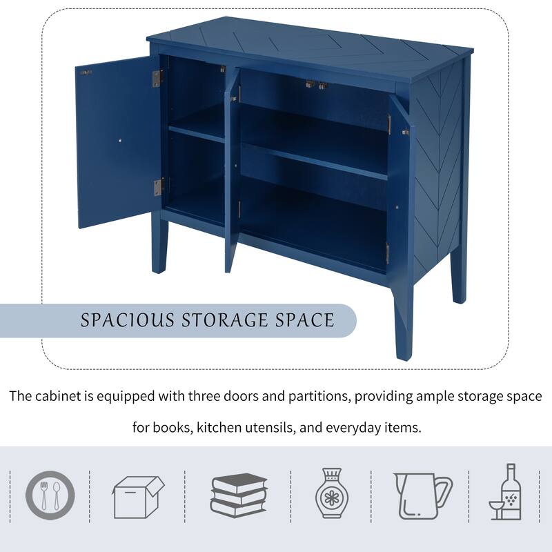 37" MDF Rustic with Adjustable Shelves - Solid Pine Legs & Metal Handles