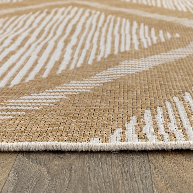 World Rug Gallery Contemporary Geometric Stripe Weather Resistant Reversible Indoor/Outdoor Area Rug