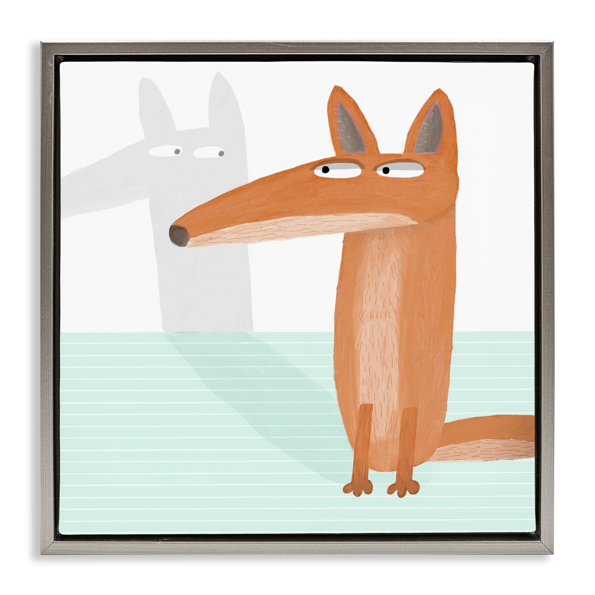 Stupell Whimsical Fox Shadow Framed Floater Canvas Wall Art Design By Carla Daly