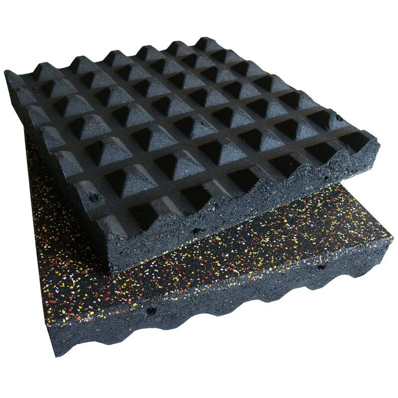 Rubber-Cal "Eco-Safety" Interlocking Tiles - 3 x 19.5 x 19.5 in - 4 Pack - 11 Sq Ft - Yellow/Red/White - 19.5x19.5