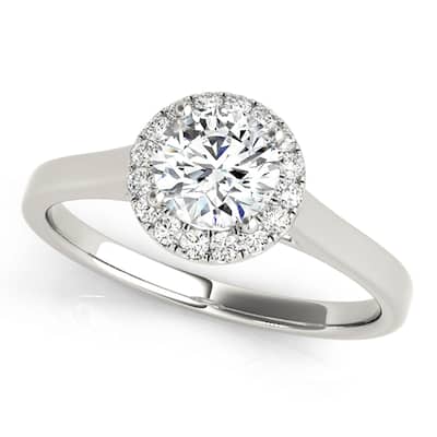 Auriya 14k-White Gold Lab Grown Round Diamond Halo Engagement Ring 0.50 to 5.00 ct. tw. (F-G VS)