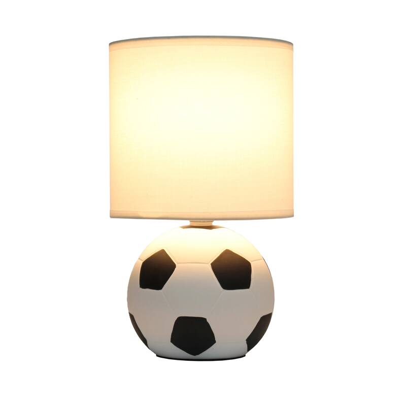 10.7 in. White and Black Finish Soccer Ball Table Lamp with White Shade, Sturdy Table Lamp for Living Rooms and Bedrooms