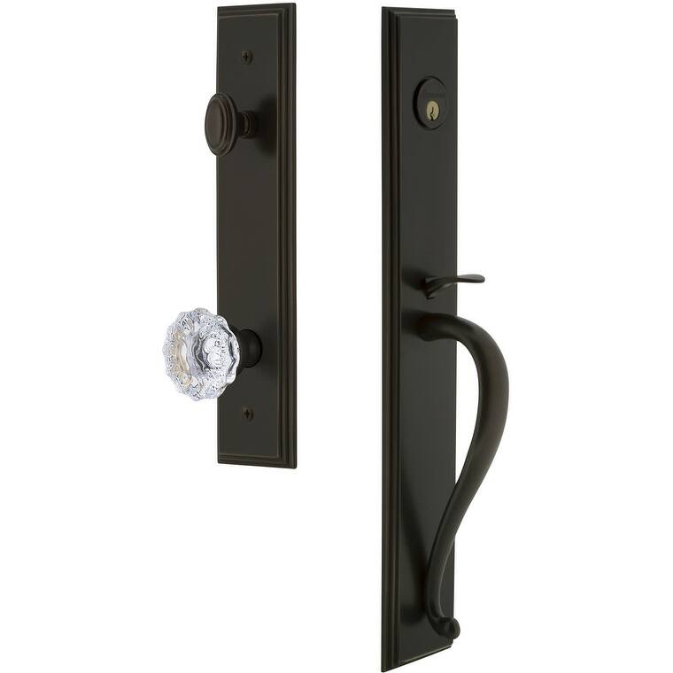 Grandeur Carre Solid Brass Rose Keyed Entry Single Cylinder "S" Grip - Timeless Bronze