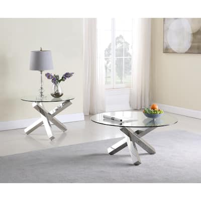 Somette 35" Round Glass Top Cocktail Table