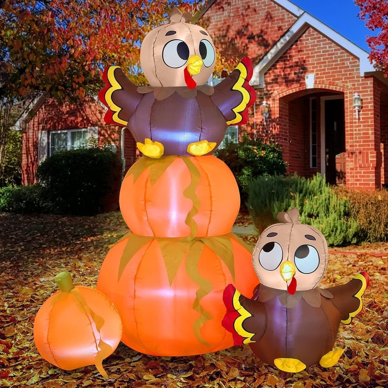 Joyfy 6-ft Thanksgiving Inflatable Stacking Pumpkin Turkey