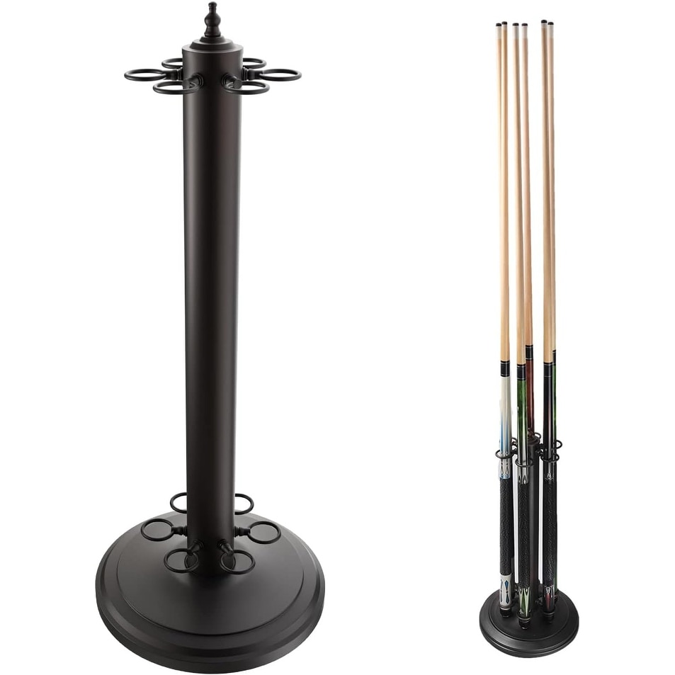 GSE™ 6-Cue Floor Stand-Style Metal Billiard Pool Cue Rack, Holds 6 Pool Cue Sticks