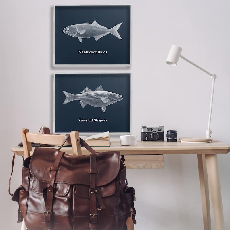 Stupell Harbor Fish Phrases Framed Giclee Art Design By Phillipa Katz (Set of 2)
