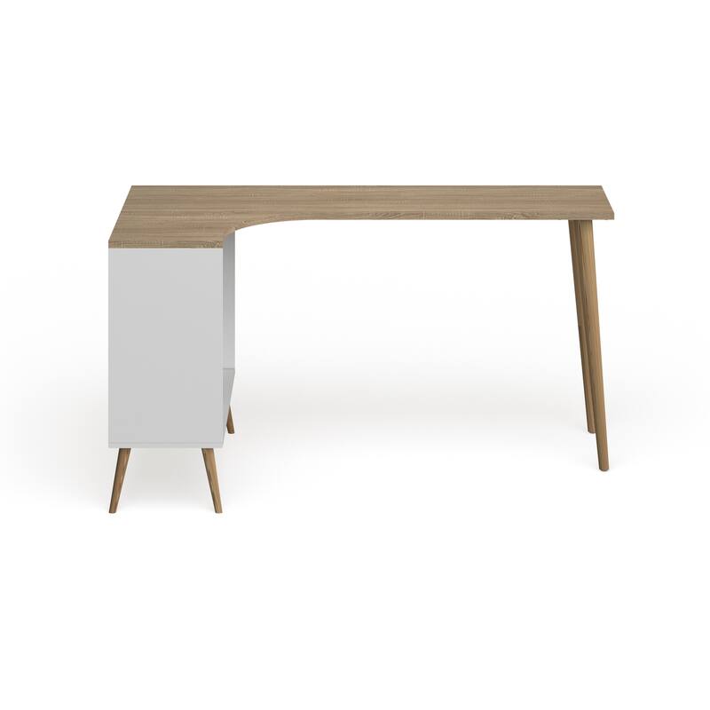 Carson Carrington Kristiansund White and Oak 2-drawer L-shaped Desk