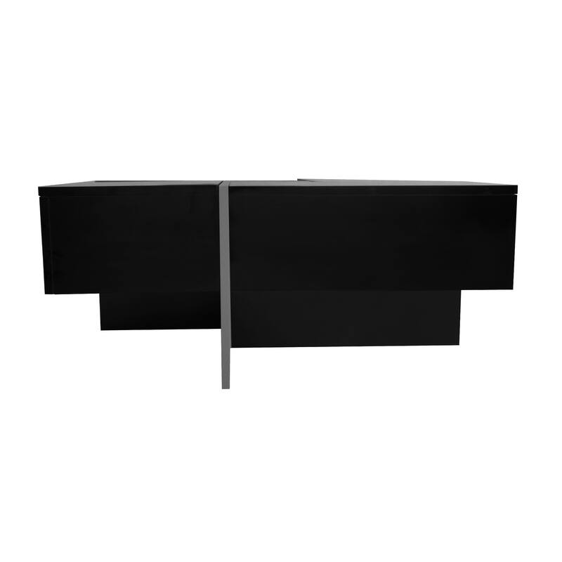 Stylish Coffee Table with 4 Storage Compartments and Extendable Sliding Top, for Living Room, 31.5 inches x 31.5 inches