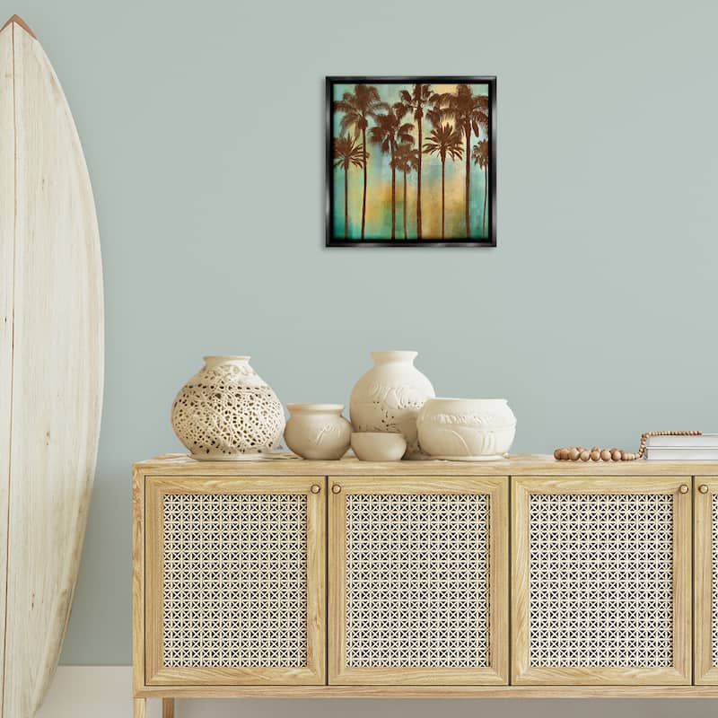 Stupell Looming Palms on Gradient Framed Floater Canvas Wall Art Design By John Seba