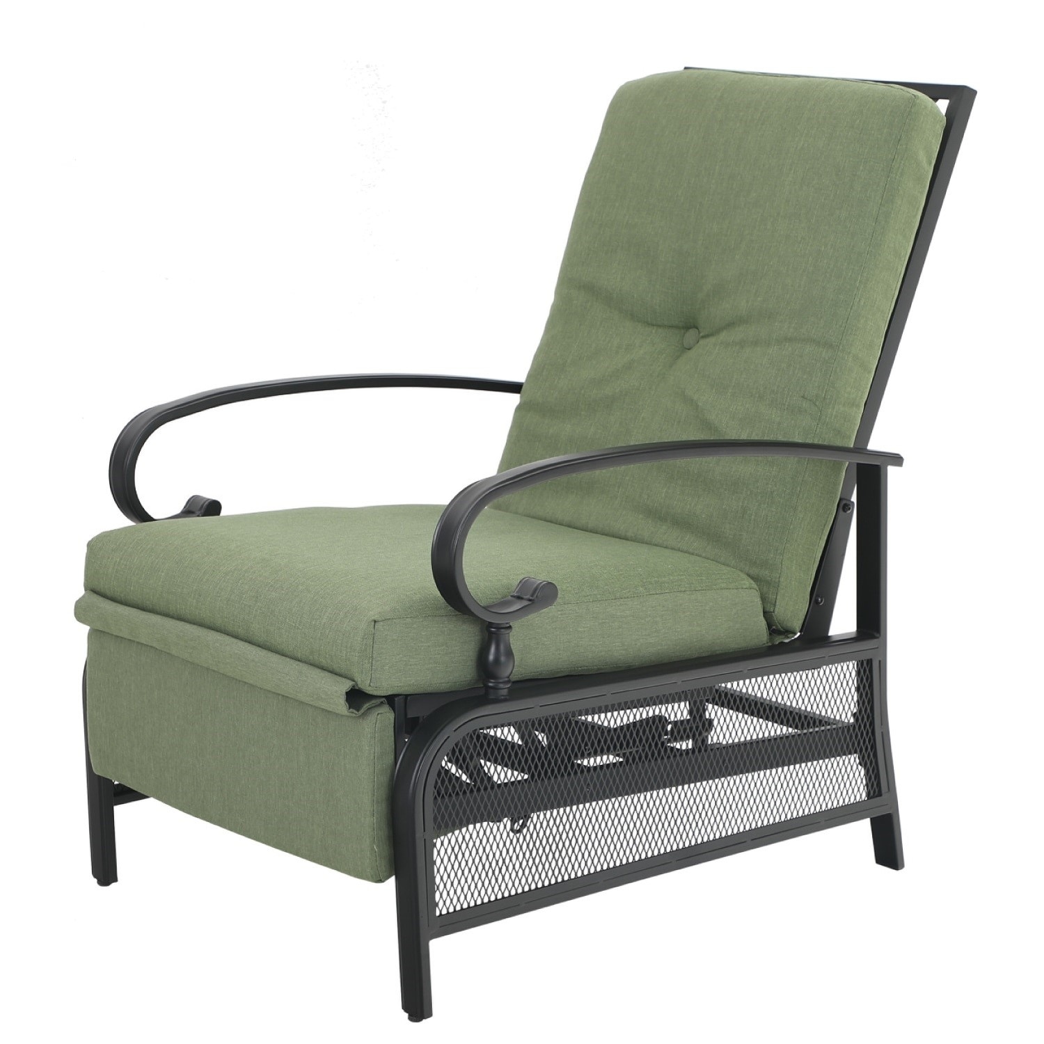 Outdoor Metal Adjustable Cushioned Recliner Lounge Chair - N/A 