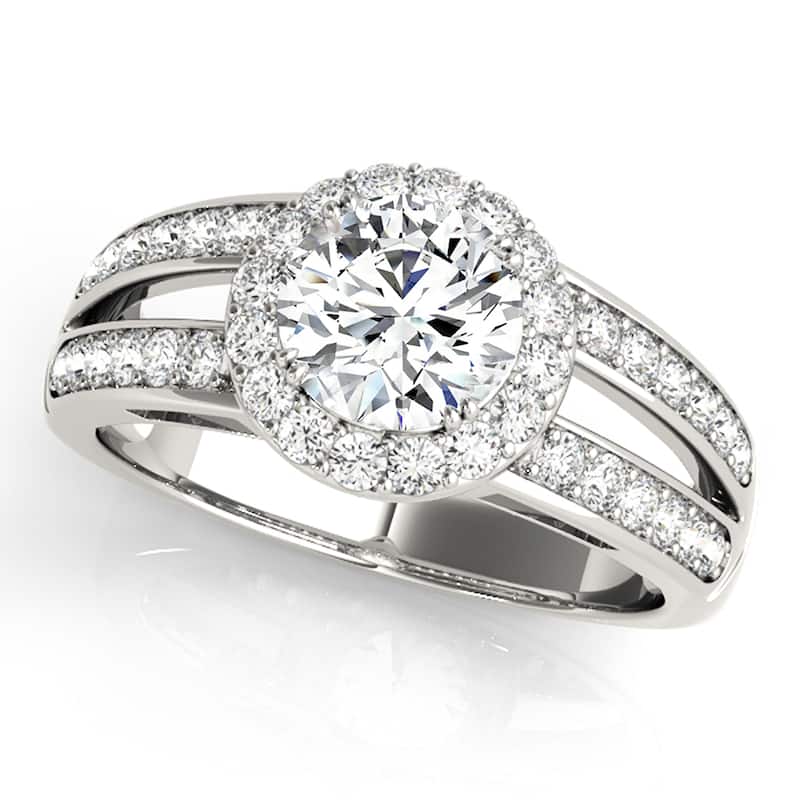 Auriya 14k White Gold Lab Grown Round Diamond Halo Engagement Ring 0.50 to 5.00 ct. tw. (F-G VS) - 5.00 ct. center - 8.5