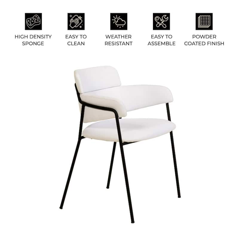 LeisureMod Set of 4 Axis Upholstered Dining Chairs with Curved Backrest, Contemporary Accent Side Chair for Home Office Bedroom