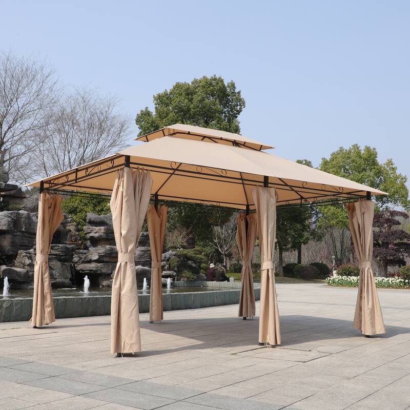 13 x 10 Outdoor Gazebo Canopy Tent With Ventilated Double Roof And Mosquito net for Lawn(Detachable Mesh Screen On All Sides)