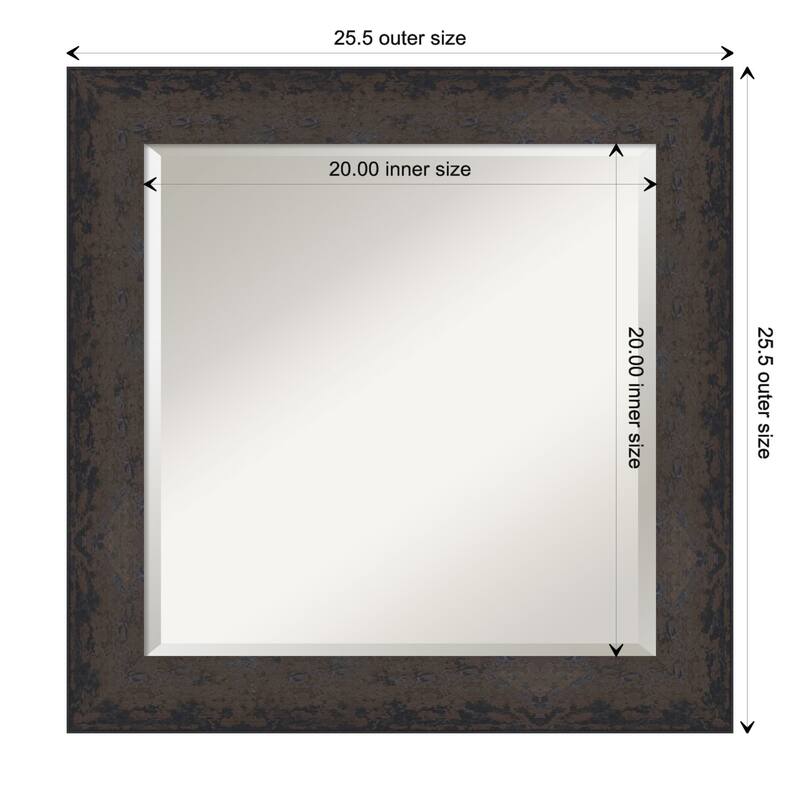 Dappled Beveled Wood Framed Bathroom Vanity Wall Mirror - Dappled Black Brown - Glass Size 20x20
