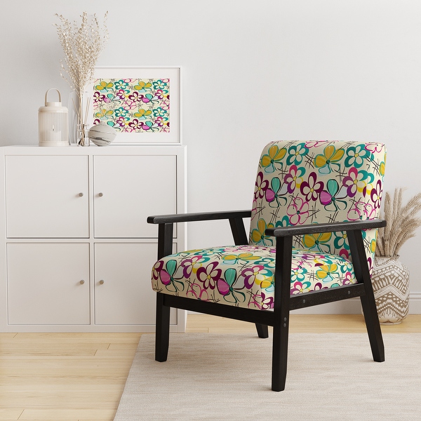 Designart Multicolor Flowers Upholstered Cabin Lodge Accent Chair and Arm Chair On Sale Bed Bath Beyond 37831012