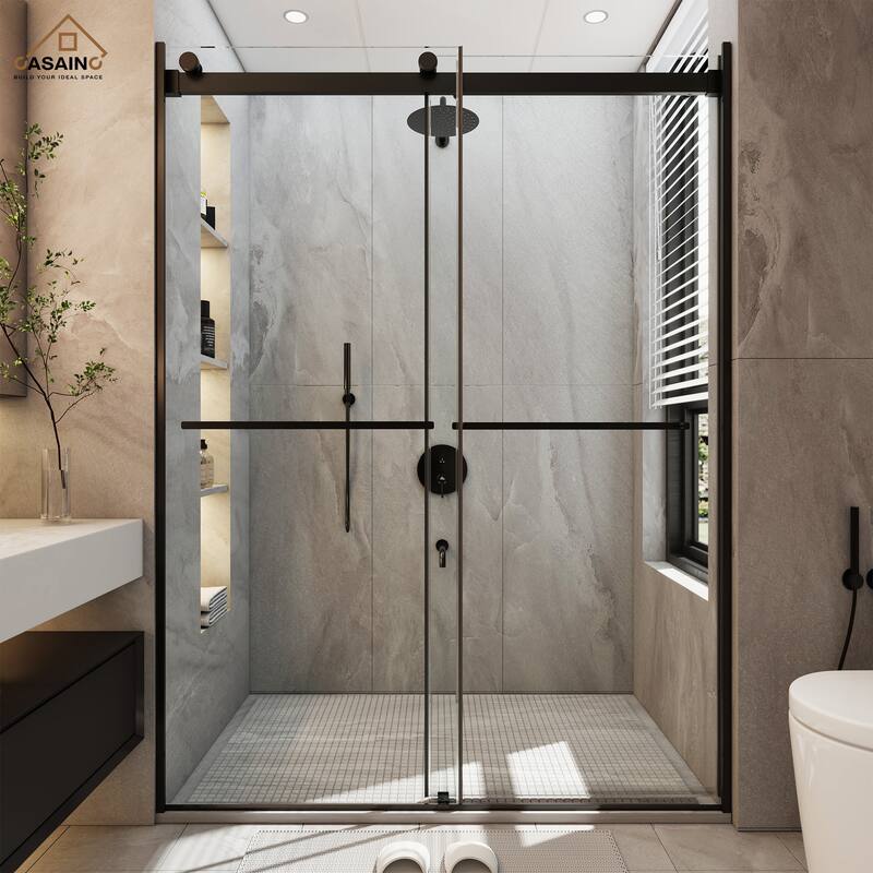 CASAINC 48"*76" Frameless Double Sliding Shower Door