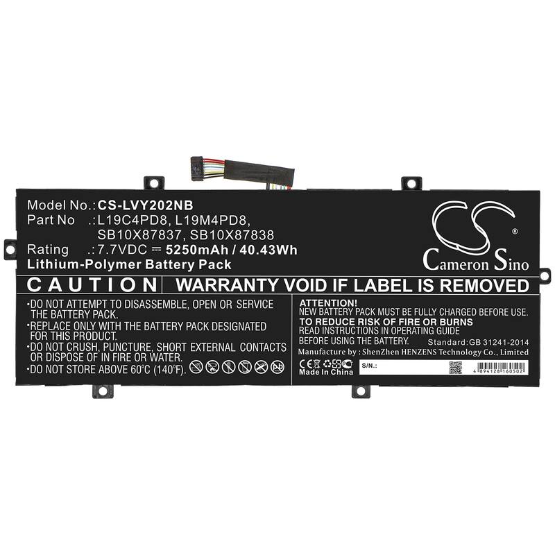Battery for Lenovo Yoga Duet 2020 L19C4PD8 L19M4PD8 SB10X87837 SB10X87838 - Black