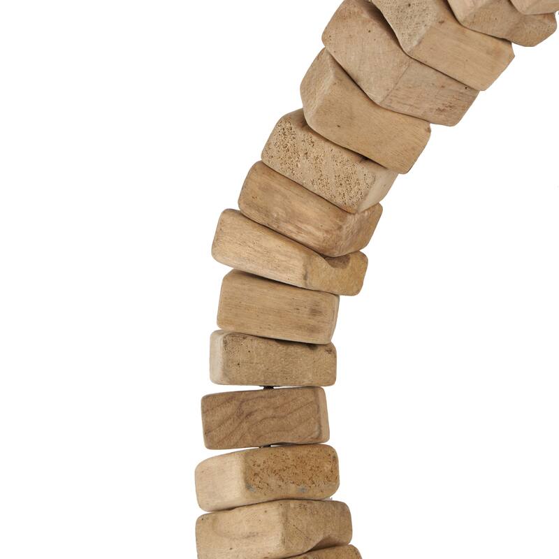 Brown Wood Beaded Abstract Home Wall Decor with Hanging Rope (Set of 3)