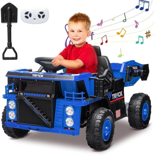 slide 2 of 24, 12V Ride On Dump Truck for Kids with Remote Control Blue