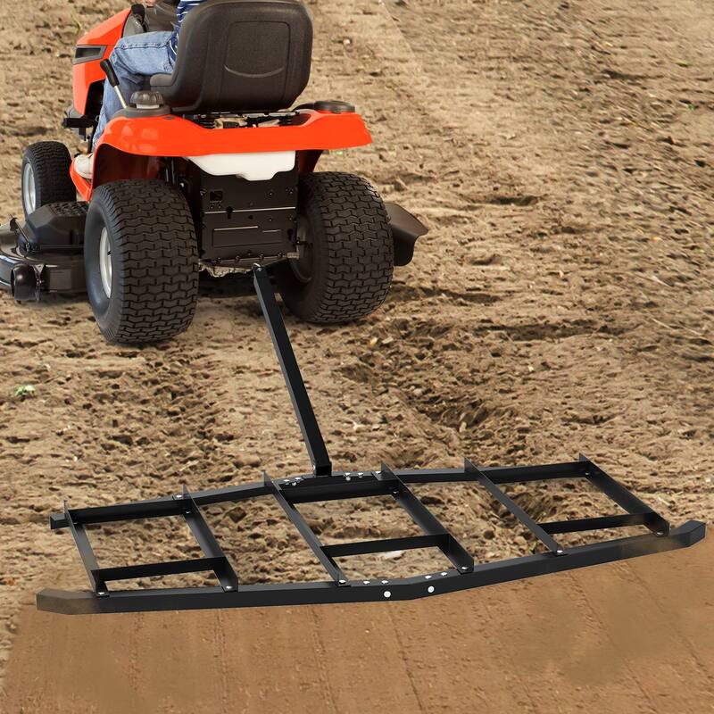 Gymax 84'' Wide Driveway Drag Tow-Behind Leveling Rake w/Reinforced