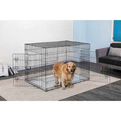 Go Pet Club 2-Door Metal Folding Dog Crate XXXL w/ Divider and Metal Pan - 54"L x 37"W x 39"H