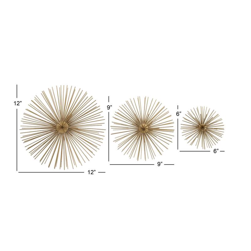 CosmoLiving by Cosmopolitan Metal 3D Starburst Wall Decor (Set of 3) - Silver, Gold, Black, Copper