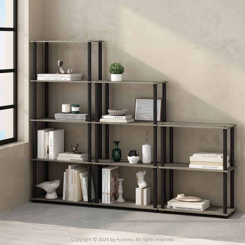23.6 in. Tall Black Wood 3-Shelf Bookcase